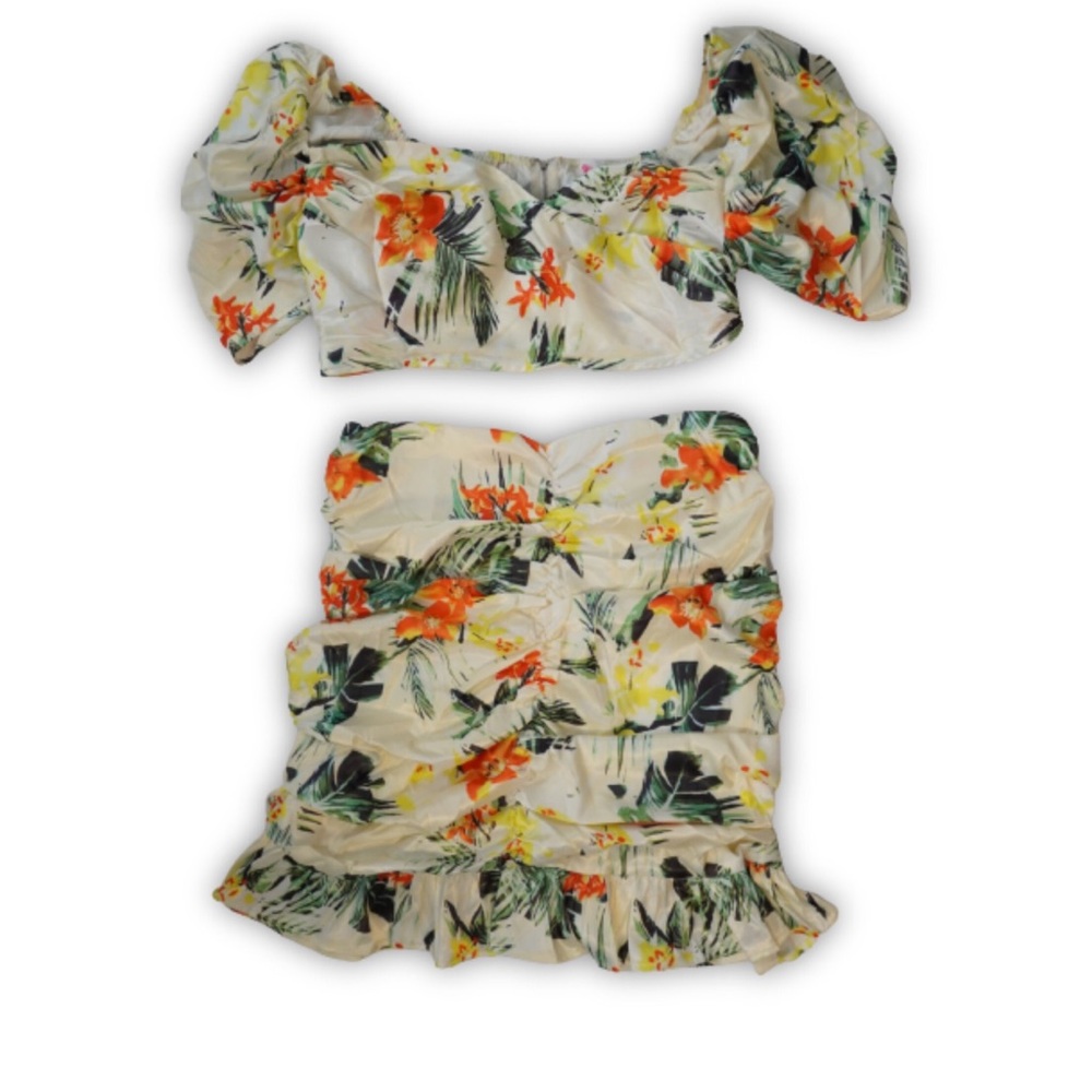 Tropical Crop Top & Skirt Set
